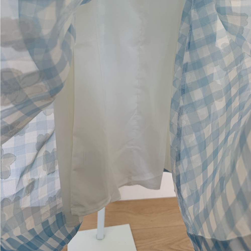 NWT For Love and Lemons Claudette Gingham Midi Dress in Light Blue + White - Picture 14 of 15